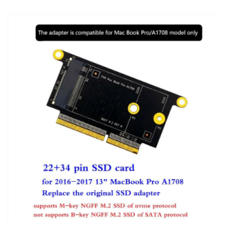 Μαυρο 22+34 pin ssd macbook pro A1708 2016 2017 M-key M2 NVME sata adapter