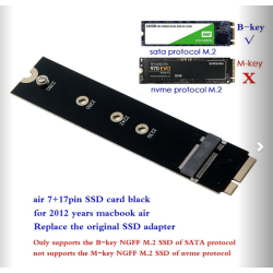 M.2 NVME SSD Convert Adapter Card for MacBook Air Pro Retina (Year 2013-2017), NVME/AHCI SSD Upgraded Kit for A1465 A1466 A1398 A1502(Not Fit Early 2013 MacBook Pro) (Black Long Adapter)