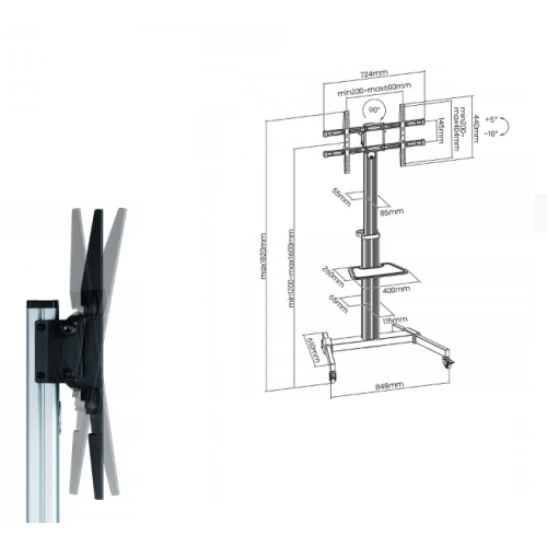 TECHLY ICA-TR 1546 ΤΡΟΧΗΛΑΤΗ ΒΑΣΗ ΤΗΛΕΟΡΑΣΗΣ ΜΕ ΡΑΦΙ LCD/LED 37-86