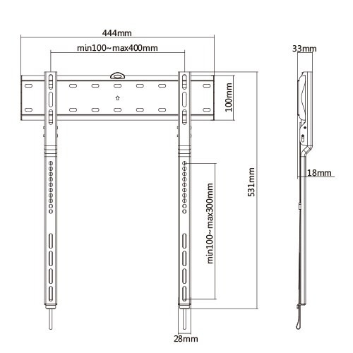 TECHLY ICA-PLB 734F SLIM ΒΑΣΗ ΤΟΙΧΟΥ ΓΙΑ ΤΗΛΕΟΡΑΣΕΙΣ LED/LCD 32-65"