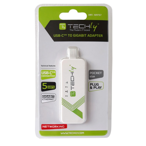 Techly IADAP USB31-ETGIGA3 Προσαρμογέας USB-C ™ Converter USB Gigabit Ethernet RJ45 Lan