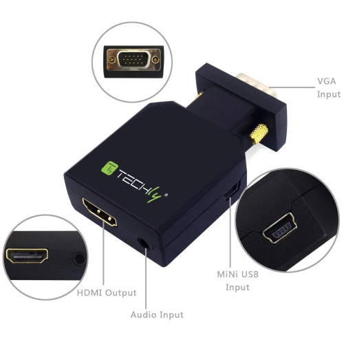 Techly VGA-HDMINI Mini μετατροπέας VGA και ήχου σε HDMI