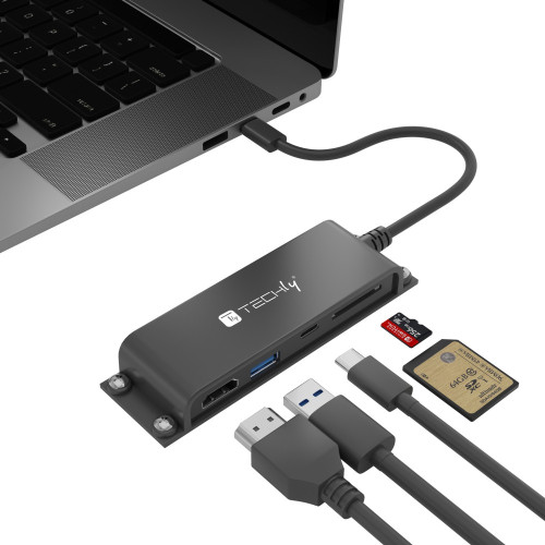 TECHLY IADAP USBC-935 Διανομέας 5 σε 1 USB-C™ HDMI με συσκευή ανάγνωσης Micro SD/SD