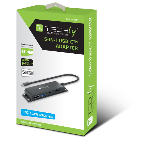 TECHLY IADAP USBC-935 Διανομέας 5 σε 1 USB-C™ HDMI με συσκευή ανάγνωσης Micro SD/SD