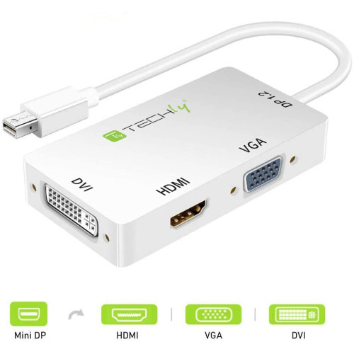 Techly IADAP MDP-COMBOF12 Προσαρμογέας 3 σε 1 Mini DisplayPort (Thunderbolt) σε HDMI / DVI / VGA