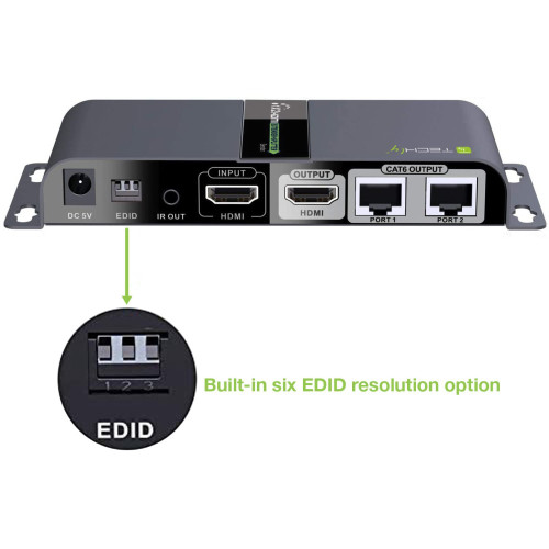 TECHLY IDATA EX-HL21TY ΚΙΤ HDMI EXTENDER 1 ΠΟΜΠΟΣ 2 ΔΕΚΤΕΣ ΜΕ IR 40M CAT6/6a/7