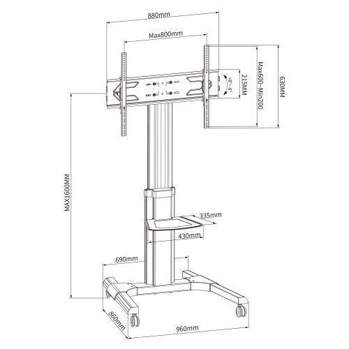 TECHLY ICA-TR156 ΤΡΟΧΗΛΑΤΗ ΒΑΣΗ ΜΕ ΡΑΦΙ ΓΙΑ ΤΗΛΕΟΡΑΣΗ LCD/LED/Plasma 50-92"