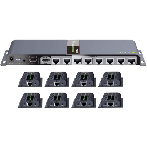 TECHLY IDATA EX-HL81TY ΚΙΤ HDMI EXTENDER 1 ΠΟΜΠΟΣ 8 ΔΕΚΤΕΣ ΜΕ IR 40M CAT6/6a/7