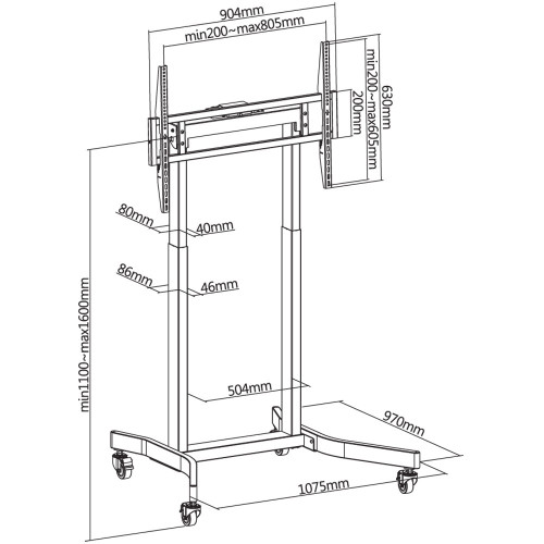 TECHLY ICA-TR68M Motorized TV Stand with Adjustable Height for TVs from 55-100" and Remote Control