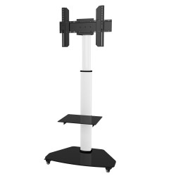 Techly ICA-TR3WH Ρυθμιζόμενη Τηλεσκοπική Βάση Τηλεόρασης Με Ρόδες LCD / LED / PLASMA 37-70 Λευκό Ρυθμιζόμενο Υψος Εως 1.90