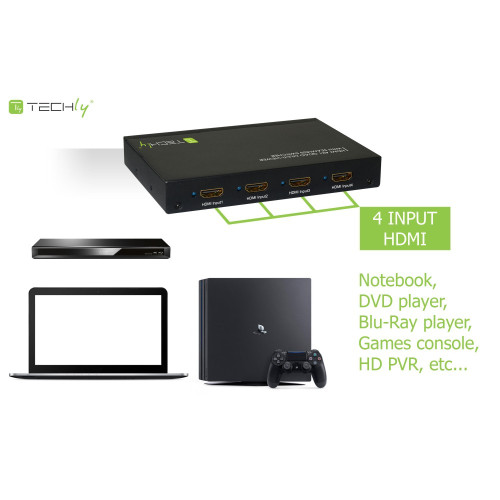 Techly IDATA HDMI-41MV HDMI 4x1 Multi-viewer with seamless switcher