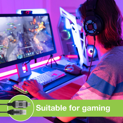 TECHLY ICOC U3C-RJ45-020 Καλώδιο USB-C™ Αρσενικό σε Ethernet RJ45 Αρσενικό 2m