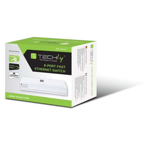 Techly 8 Ports 10/100 Mbps Fast Ethernet Switch Hub I-SWHUB-080TY