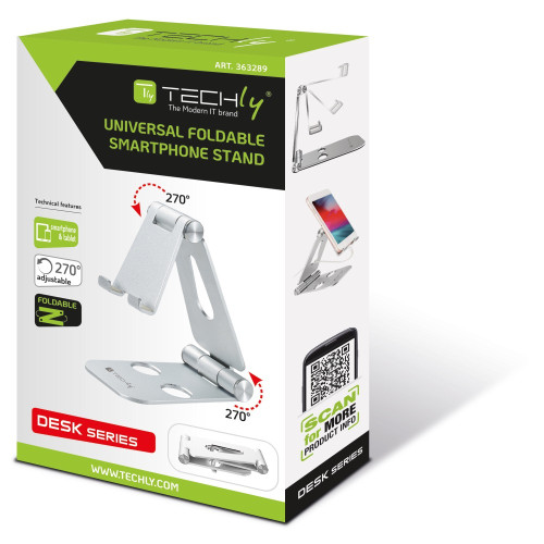 Techly I-SMART-STAND6 Ρυθμιζόμενη&αναδιπλούμενη βάση για tablet&Smartphone για γραφείο Χρωμα αλουμινιου