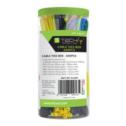 Χρωματιστά δεματικά καλωδίων 600τμχ Techly ISWT-SET-CL600T 100 x 2.5, 150χ3.6, 200x3.6