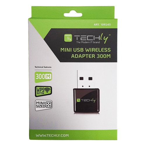 Techly I-WL-USB-300TY Mini 300Mbps USB Wireless Adapter
