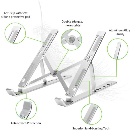 TECHLY ICA-TBL 134TY Πτυσσόμενη βάση αλουμινίου για φορητό υπολογιστή, tablet και smartphone από 10 "έως 16"