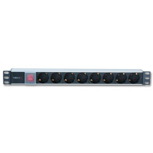 Techly I-CASE STRIP-81UD πολύπριζο με διακόπτη Rack 8 Schuko με διακόπτη