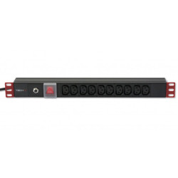 Techly I-CASE STRIP-10C πολύπριζο Rack 19 "PDU 10 VDE με βύσμα και διακόπτη C14