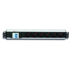 Techly I-CASE STRIP-16V Πολύπριζο Rack 19 "PDU 6 με διακόπτη κυκλώματος και βύσμα C14