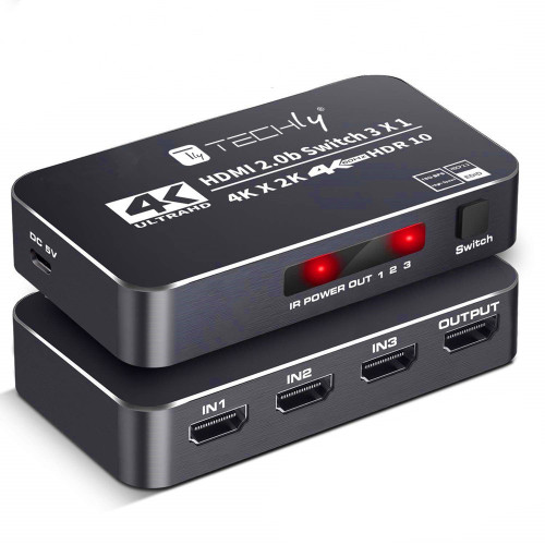 TECHLY IDATA HDMI2-4K3160B HDMI 2.0b Διακόπτης 3 in 1out 4K HDR HDCP2.2 με τηλεχειριστήριο