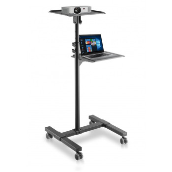 Techly ICA-TB TPM-10 Universal Adjustable Trolley for Notebook Projector with Shelf Black