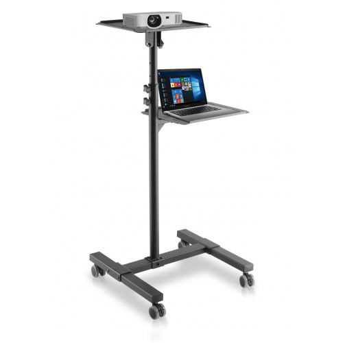 Techly ICA-TB TPM-10 Universal Adjustable Trolley for Notebook Projector with Shelf Black