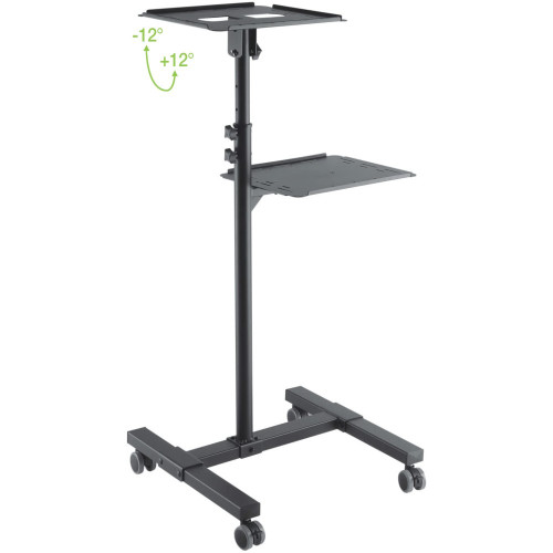 Techly ICA-TB TPM-10 Universal Adjustable Trolley for Notebook Projector with Shelf Black