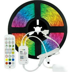Rixme Ταινία LED Τροφοδοσίας 12V RGB Μήκους 5m Σετ με Τηλεχειριστήριο και Τροφοδοτικό Τύπου SMD5050