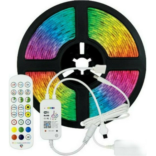 Rixme Ταινία LED Τροφοδοσίας 12V RGB Μήκους 5m Σετ με Τηλεχειριστήριο και Τροφοδοτικό Τύπου SMD5050