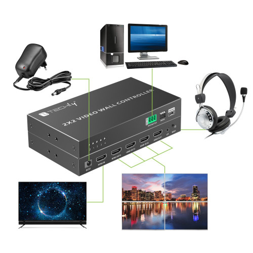 TECHLY IDATA HDMI-104VW 2x2 HDMI 4 Channel Video Wall Controller