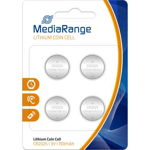 MediaRange Lithium Coin Cell Μπαταρίες CR2025 3V 4τμχ