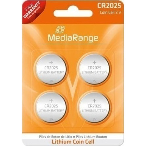 MediaRange Lithium Coin Cell Μπαταρίες CR2025 3V 4τμχ