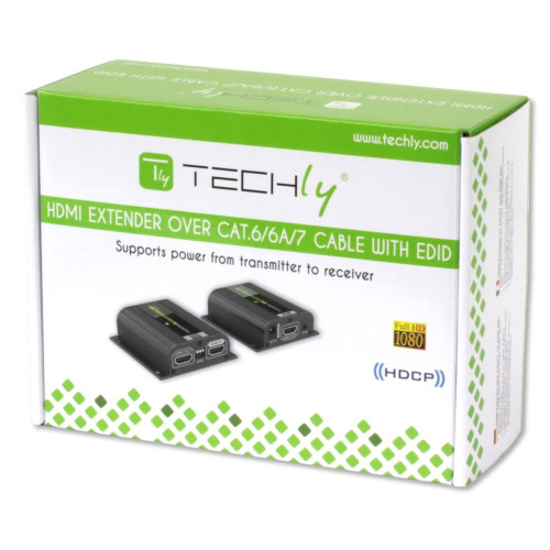 Techly EXT-E70POED HDMI EXTENDER Full HD με POE για καλώδιο Cat.6 / 6A / 7 40m με EDID και IR