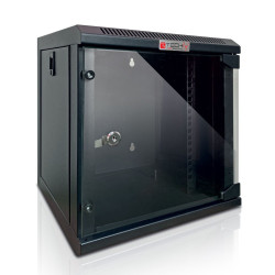 Techly Wall Rack Cabinet 10" 9U Glass Door Black I-CASE EM-1009BKEC