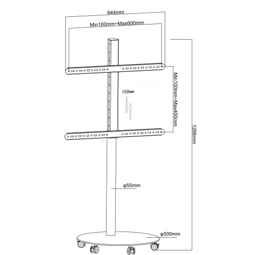 TECHLY ICA-TR102W Tροχήλατη βάση για Τηλεόραση LCD/LED/Plasma 32-70" λευκή