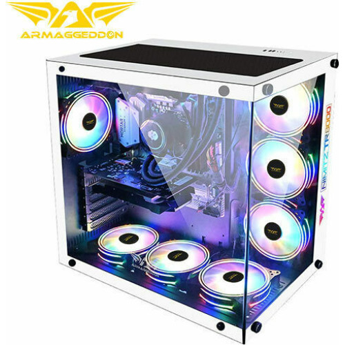 Armaggeddon Nimitz TR8000 Gaming Full Tower Κουτί Υπολογιστή με Πλαϊνό Παράθυρο και RGB Φωτισμό Λευκό