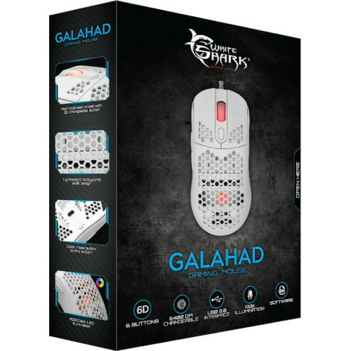 White Shark Galahad RGB Gaming Ποντίκι 6400 DPI Λευκό