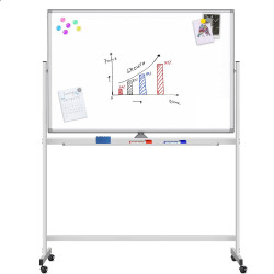 TECHLY ICA-WH 90120W Μαγνητικός πίνακας διπλής όψης 90x120 cm με ρόδες