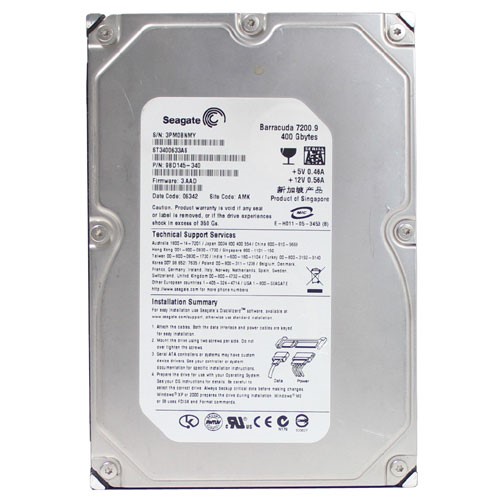 Seagate Barracuda 7200.9 SATA ST3400633AS 400GB 7200 RPM 16MB Cache SATA 3.0Gb/s 3.5' Hard Drive Bare Drive