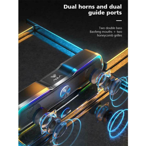 Aula AUL-N-169B Ηχεία Υπολογιστή 2.0 με RGB Φωτισμό και Ισχύ 3W Μαύρα