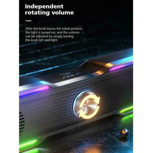Aula AUL-N-169B Ηχεία Υπολογιστή 2.0 με RGB Φωτισμό και Ισχύ 3W Μαύρα