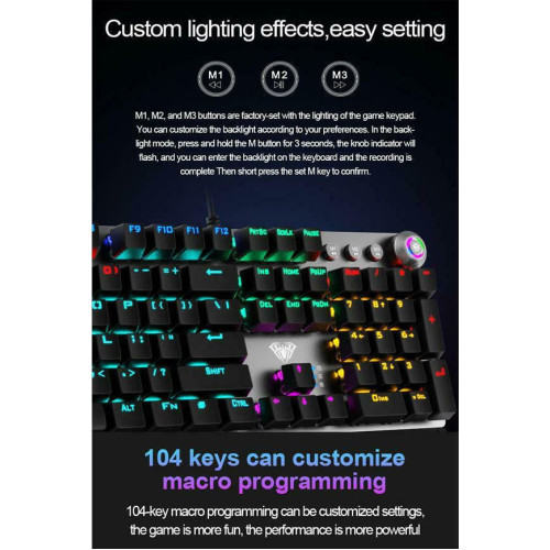 Aula F2058 Gaming Μηχανικό Πληκτρολόγιο με Custom Blue διακόπτες και RGB φωτισμό (Αγγλικό US)