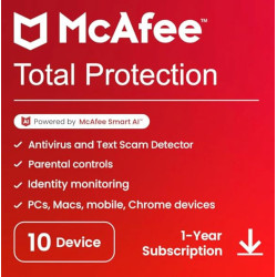 McAfee Total Protection 2025 για 10 Συσκευές και 1 Έτος Χρήσης (Ηλεκτρονική Άδεια)