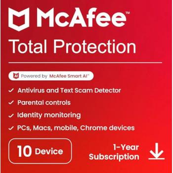 McAfee Total Protection 2025 για 10 Συσκευές και 1 Έτος Χρήσης (Ηλεκτρονική Άδεια) McAfee Total Protection 2025 για 10 Συσκευές και 1 Έτος Χρήσης (Ηλεκτρονική Άδεια)