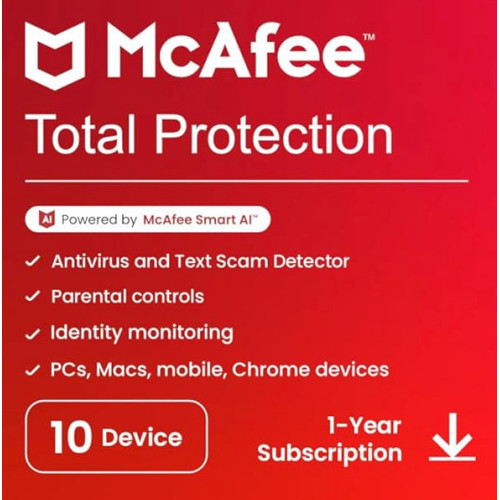 McAfee Total Protection 2025 για 10 Συσκευές και 1 Έτος Χρήσης (Ηλεκτρονική Άδεια)