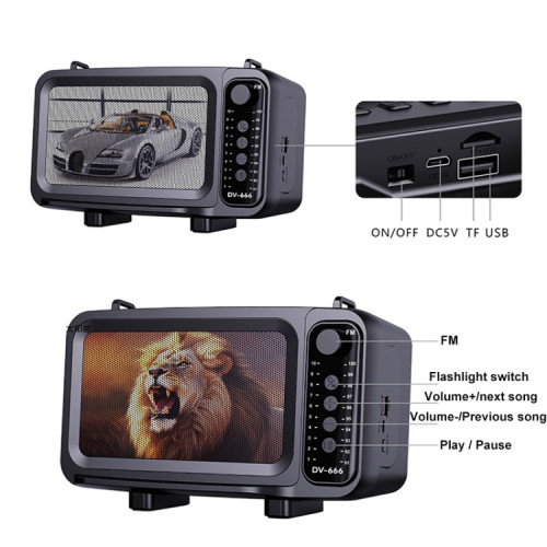 DV-666 Desktop Portable Solar Bluetooth Speaker Card FM Radio With Flashlight(Lion) DV-666 Desktop Portable Solar Bluetooth Speaker Card FM Radio With Flashlight(Lion)