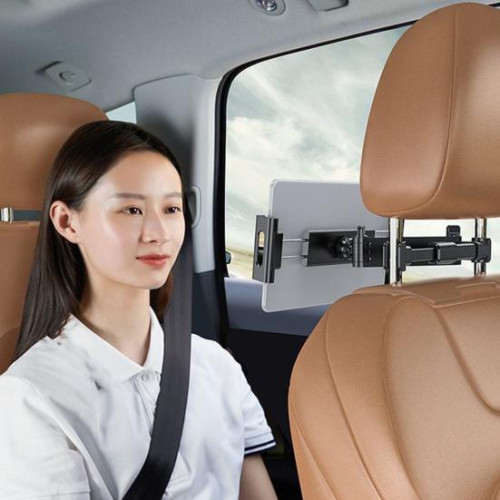 Βάση στήριξης tablet/τηλεφώνου βαρέως τύπου για τοποθέτηση στο προσκέφαλο του πίσω καθίσματος με μεταλλική κλειδαριά και λαβές σιλικόνης, επεκτάσιμο αξεσουάρ αυτοκινήτου για οικογενειακά ταξίδια