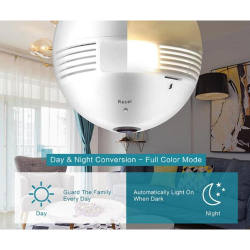 Κρυφή Κάμερα WiFi Λάμπα 1080p με Υποδοχή για Κάρτα Μνήμης και Ανιχνευτή Κίνησης