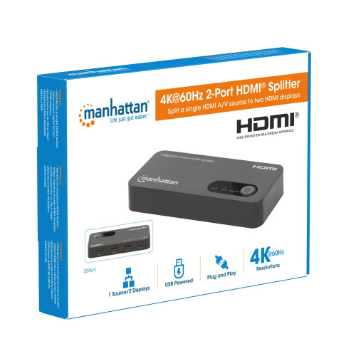 MANHATTAN IDATA HDMI-4K2P60MH HDMI SPLITTER 4K@60Hz UHD 3D με LED 2 κατευθύνσεων